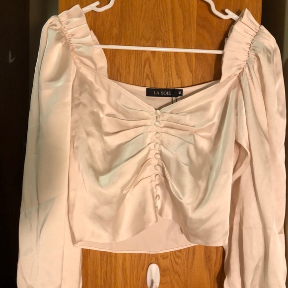 La Soie Crop Silk Blouse - Picture 6 of 8